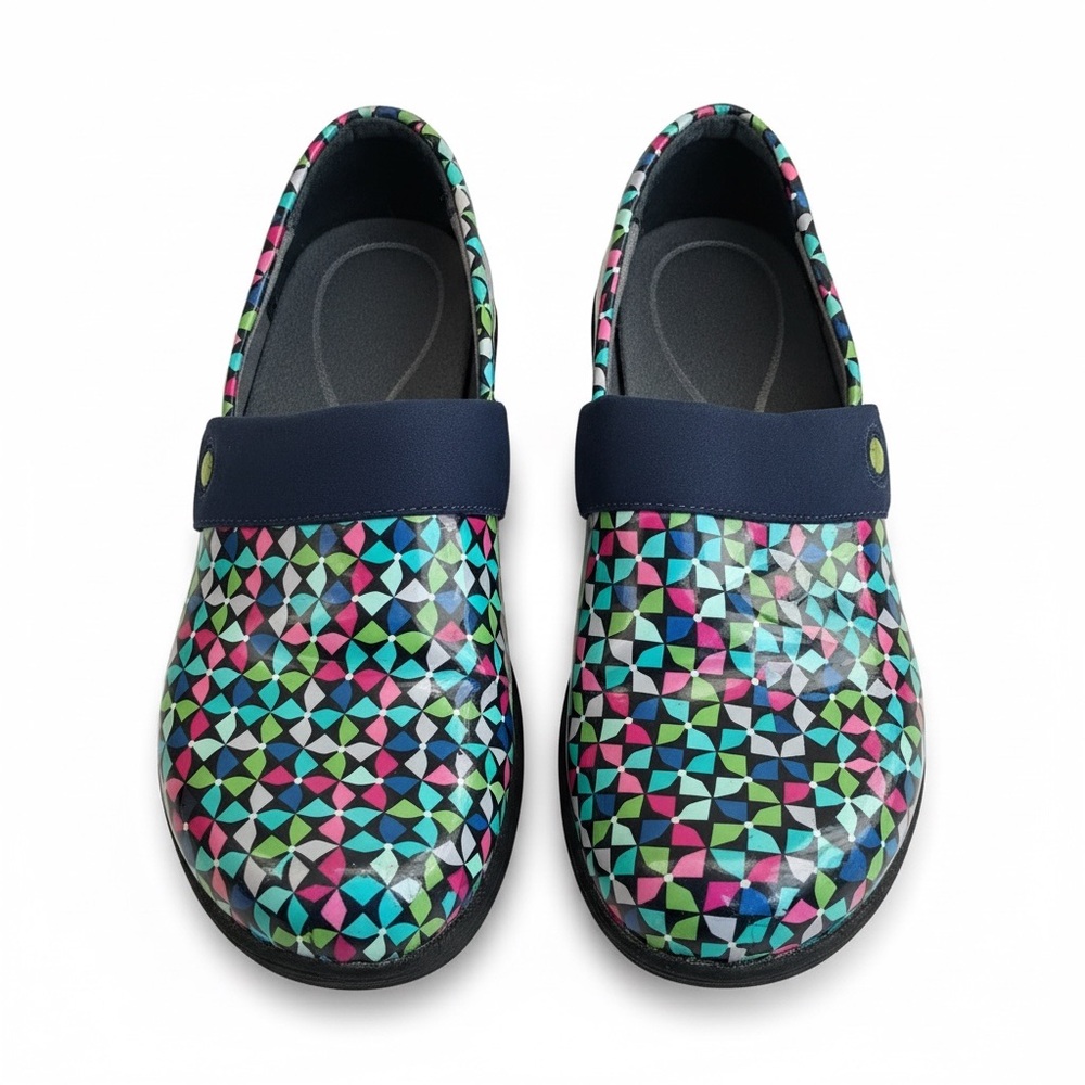 Dansko Work Wonders Nursing Clogs Slip Resistant Multi Geometric 40 (US 9.5–10)